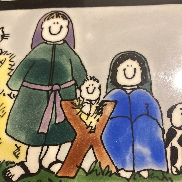 Nancy DeYoung Vintage Framed Ceramic Tile ‘95 Nativity Christmas Scene - Picture 8 of 9